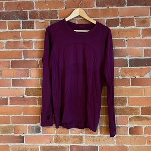 Maroon Lululemon Long Sleeve Workout Top